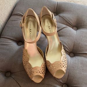 Anne Klein nude platform pumps